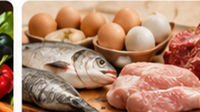 Fresh eggs, fish and meat