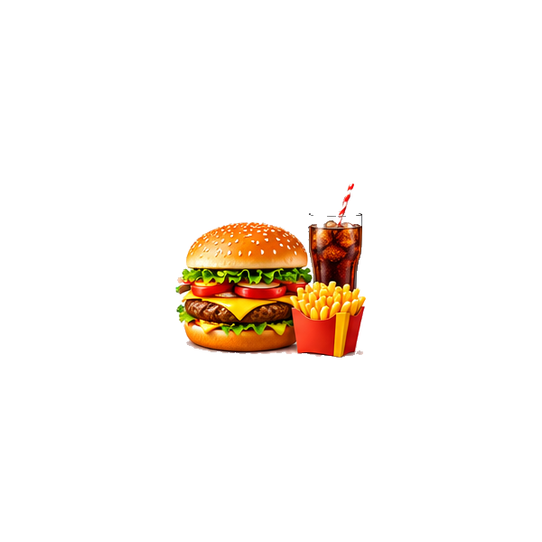 Burger, fries and drink