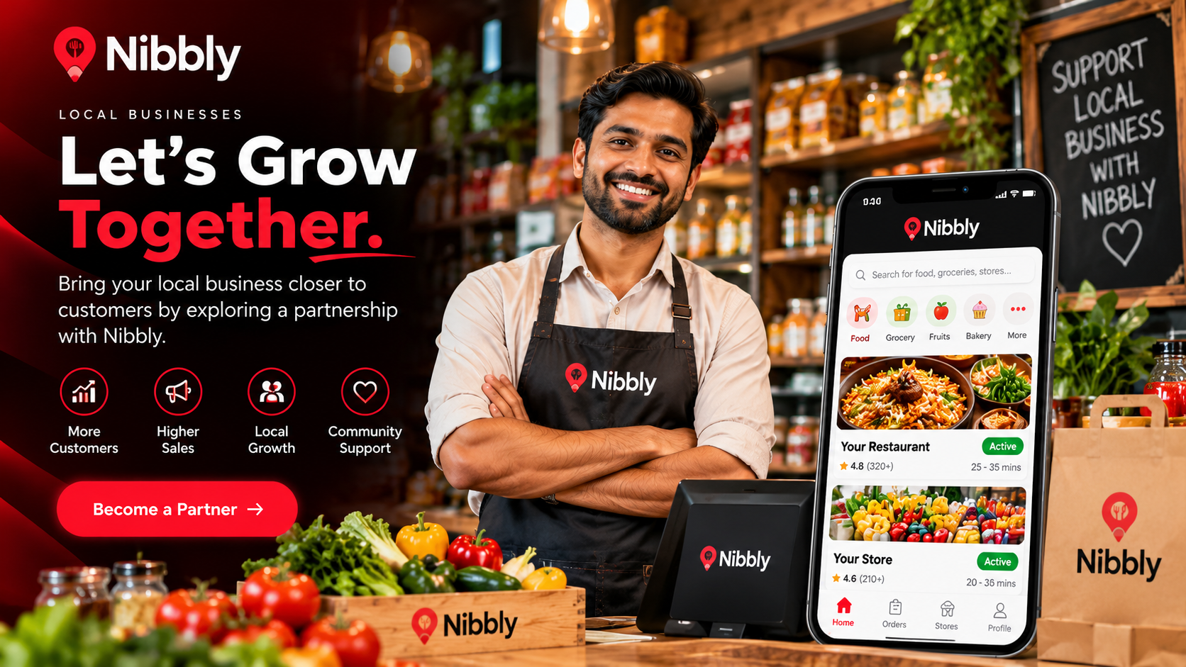 Local business owner preparing to serve customers